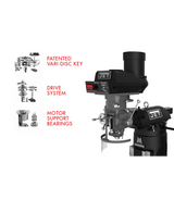 EVS-949 Mill with 2-Axis ACU-RITE 203 DRO and Servo X, Y, Z-Axis Powerfeeds - Jet