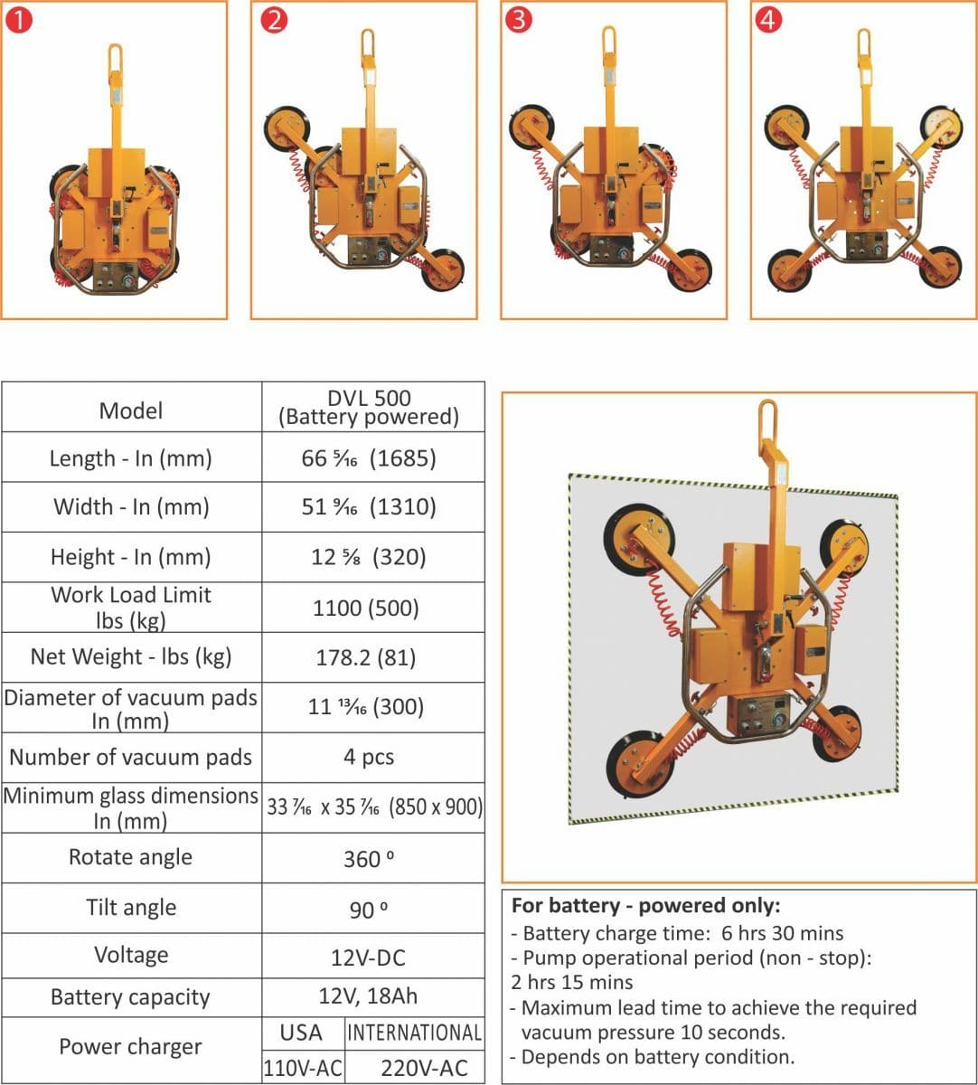 Glass Vacuum Lifter DVL 500 - Abaco Machines