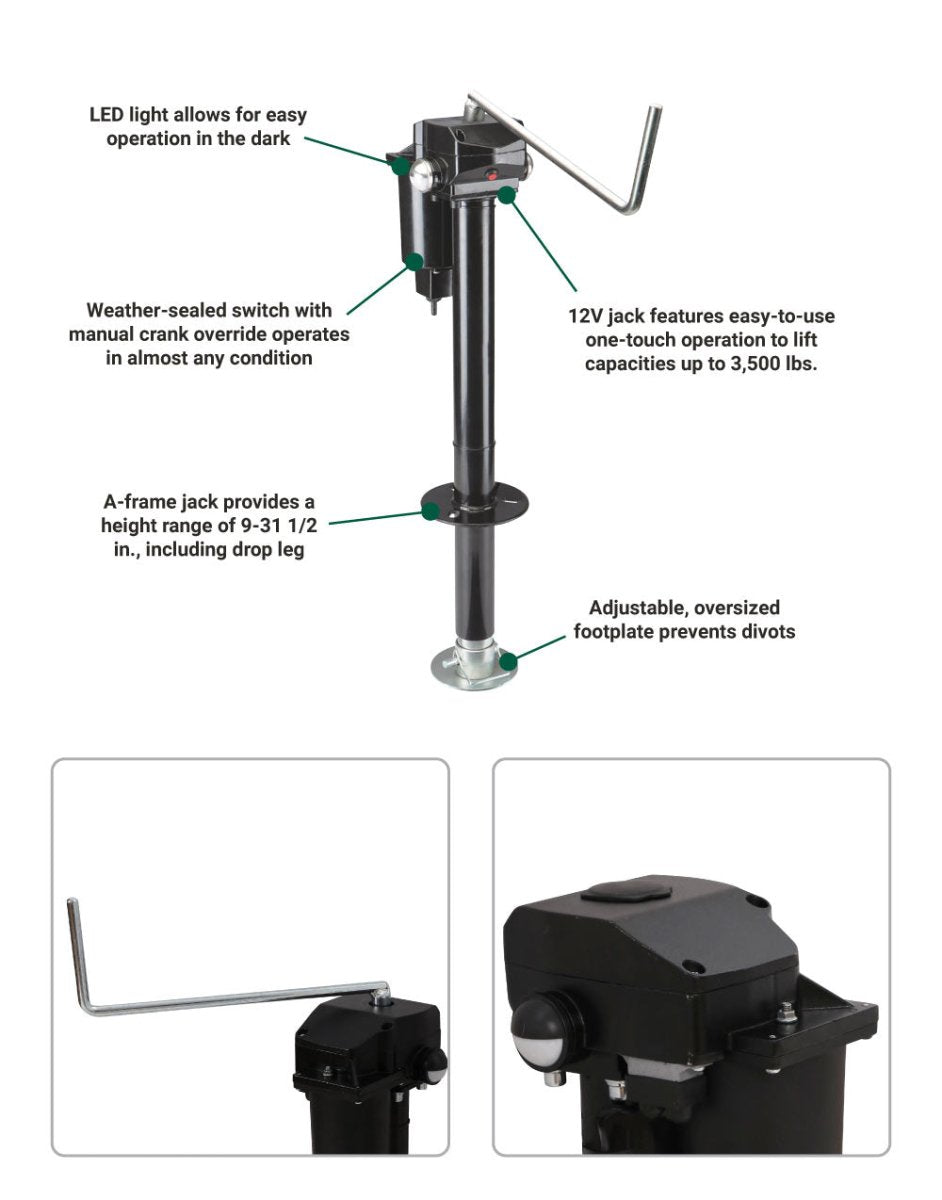 Ironton 12 Volt Electric Trailer Jack | 3,500-Lb. Capacity - Ironton