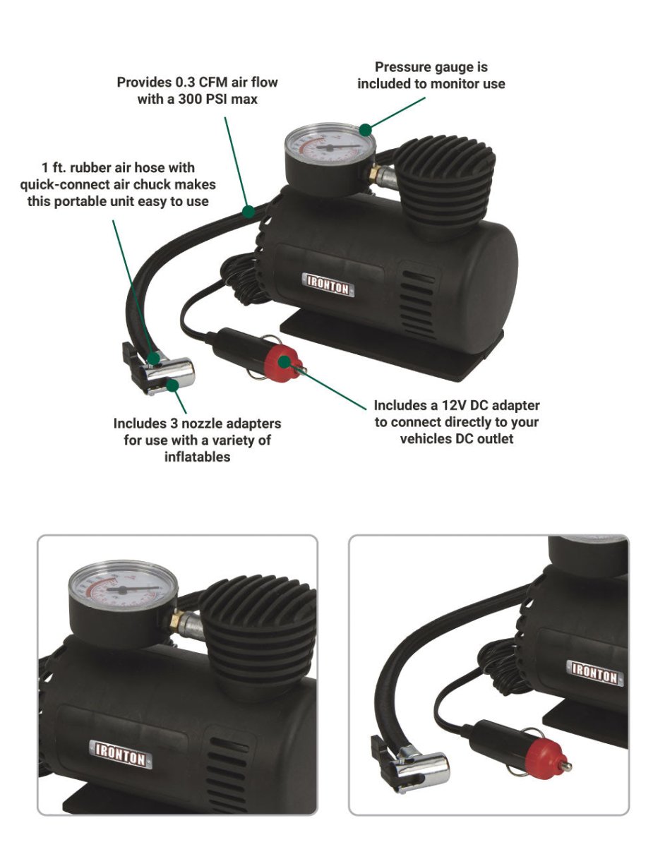 Ironton | Portable Tire Inflator | 300 PSI - Ironton