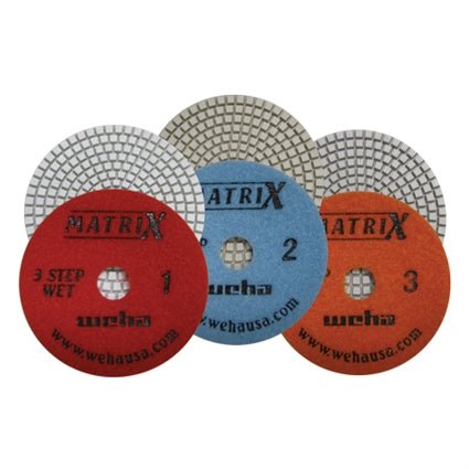 Matrix 3 Step Diamond Polishing Pads for Medium to Light Quartz and Granite 50450SET Weha Set