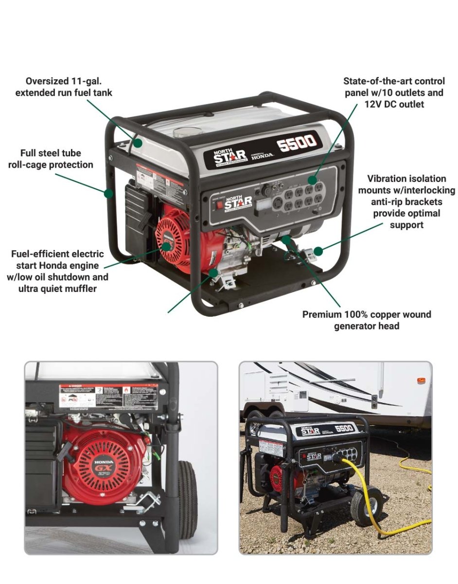 NorthStar Generator | 4,500 Surge Watt | Recoil Start | Honda GX270 - NorthStar