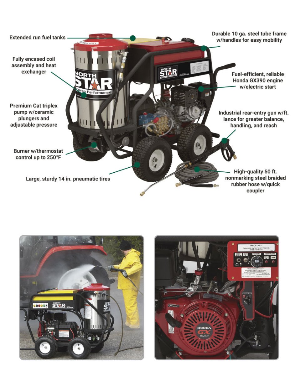 NorthStar Hot Pressure Washer | 3,000 PSI | 4.0 GPM | Honda GX390 - NorthStar