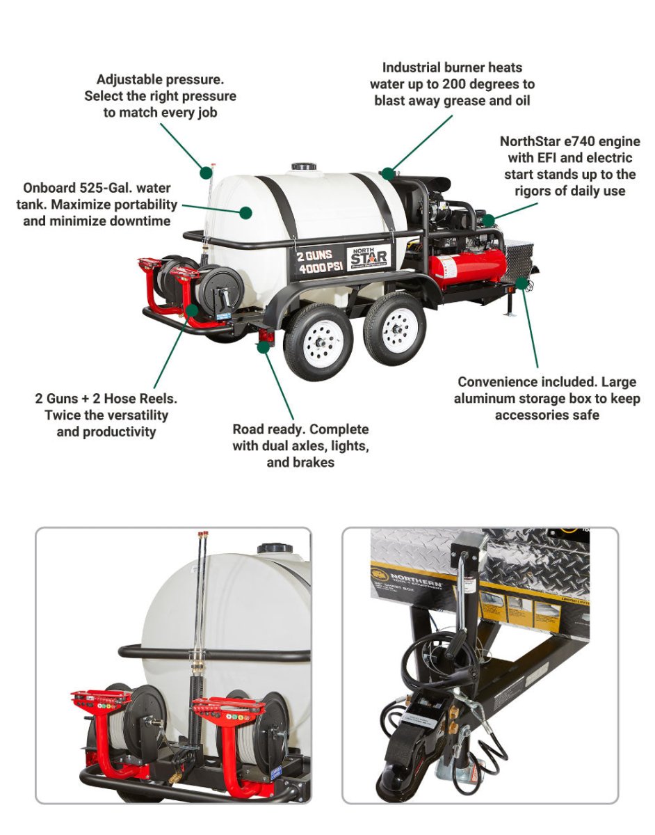 NorthStar Hot Pressure Washer | Trailer Mounted | 4000 PSI | 7.0 Gpm | E740 - NorthStar