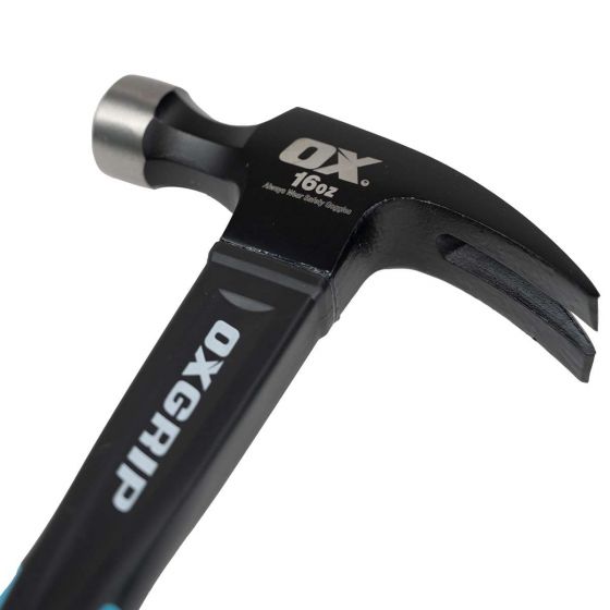 Ox Trade 16-Ounce Fiberglass Handle Straight Claw Hammer - Ox Tools