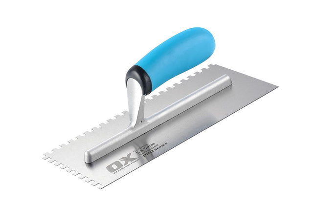 Ox Trade Trd Cs Notch Trowel 11"X4-1/2" SQ 1/4X3/8X1/4 Soft Grip - Ox Tools