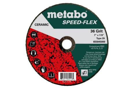 Speed-Flex Ceramic 36 Grit, 7/8", T29 Fiberglass - 25 per Pack - Metabo