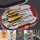 Titanium Step Drill Bits Drilling & Twisting Metal - 6 piece set - Diamond Tool Store