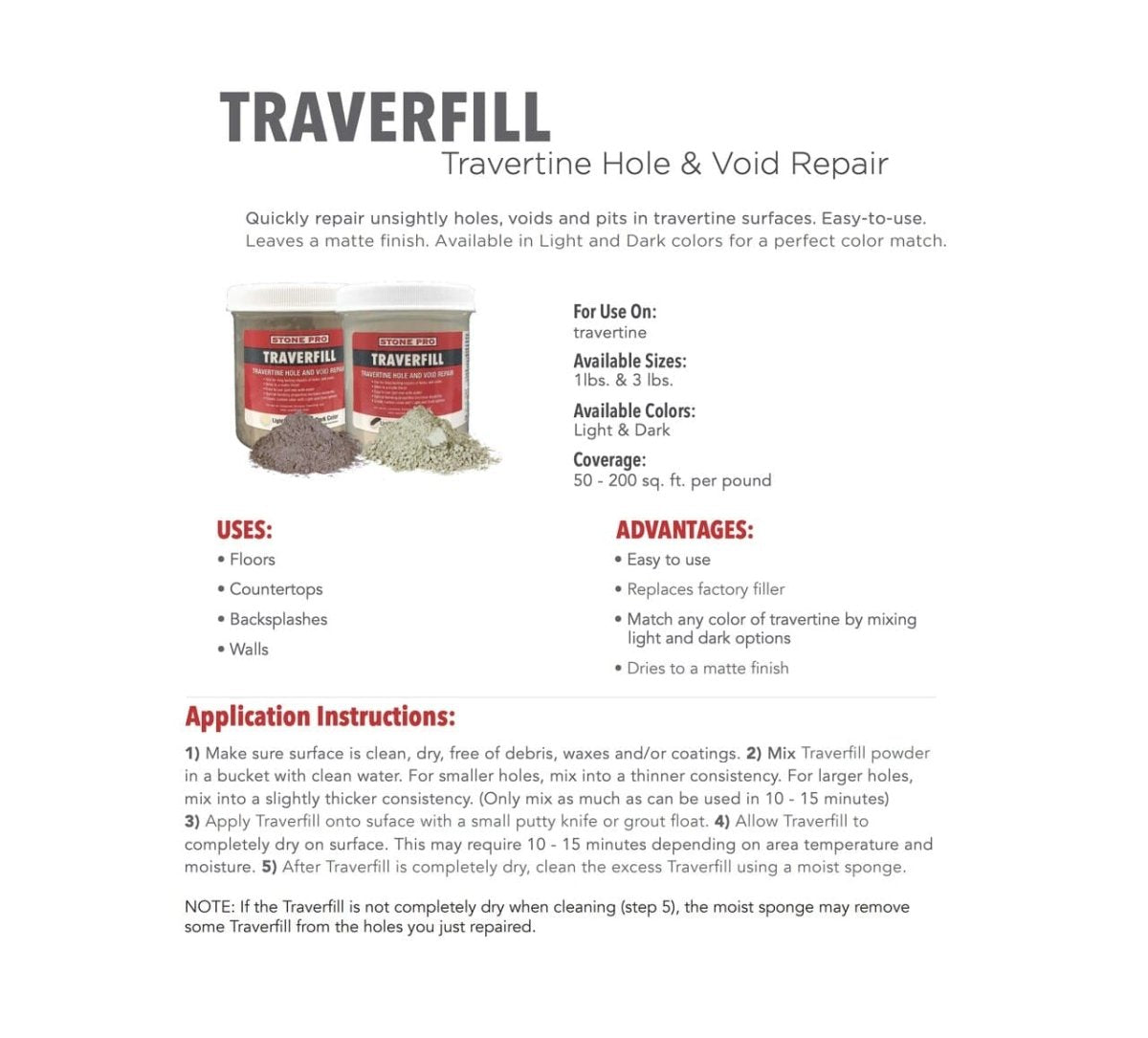 Traverfill Travertine Hole Filler - Stone Pro